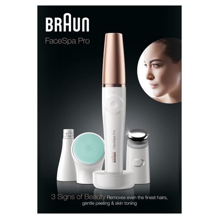 BRAUN FaceSpa Pro 913 Epilateur visage - 3 accessoires - Blanc et bronze - Photo n°4