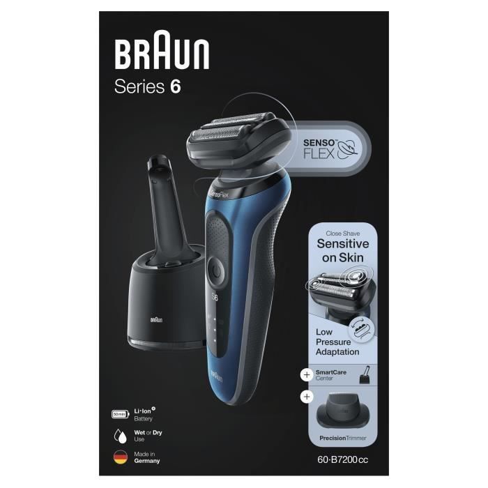 BRAUN Series 6 60-B7200cc Tondeuse barbe - Autonomie 50min - Technologie SensoFlex - Photo n°1