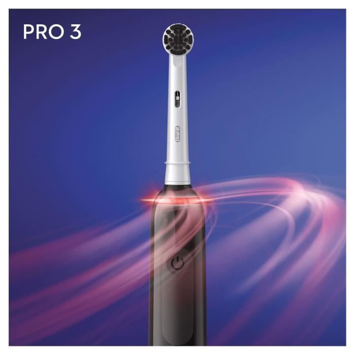 Brosse a Dents Électrique Rechargeable Oral-B PRO 3 3000 - Avec 1 Manche Capteur de Pression et 1 Brossette - Technologie 3D - Noir - Photo n°2