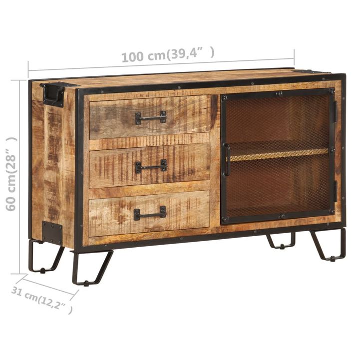 Buffet 100x31x60 cm Bois de manguier massif brut - Photo n°7