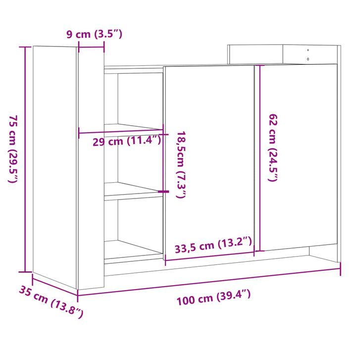 Petit buffet avec étagères et 2 portes Takino 100 cm – Polyvalence et intemporel - Photo n°11