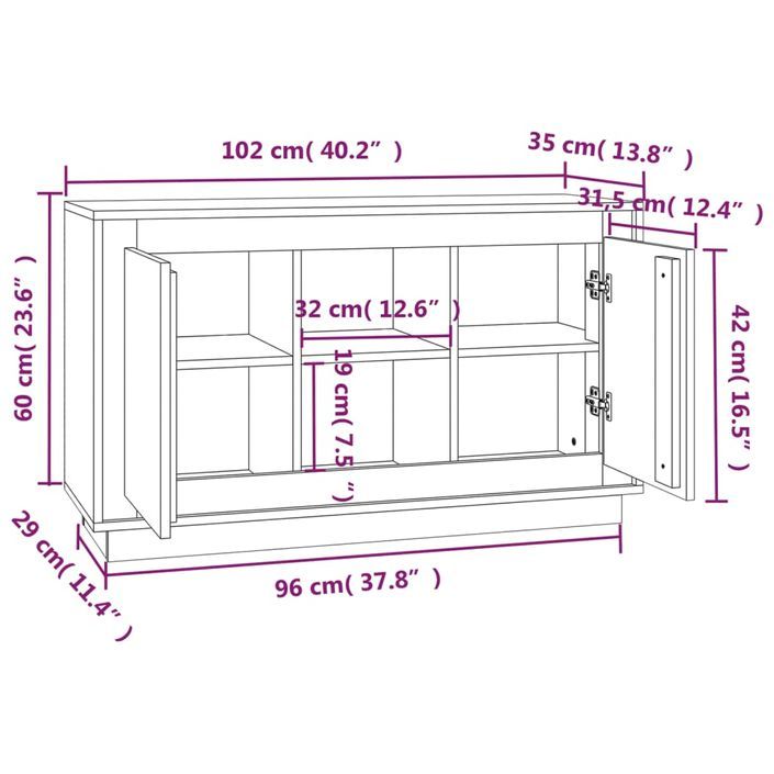 Buffet 2 portes 1 étagère extérieure Novila 102 cm – Finition mate ou brillante - Photo n°7