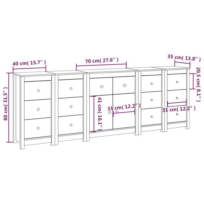 Buffet 2 portes 14 tiroirs en bois massif de pin Morika – Élégance et fonctionnalité XXL - Photo n°6