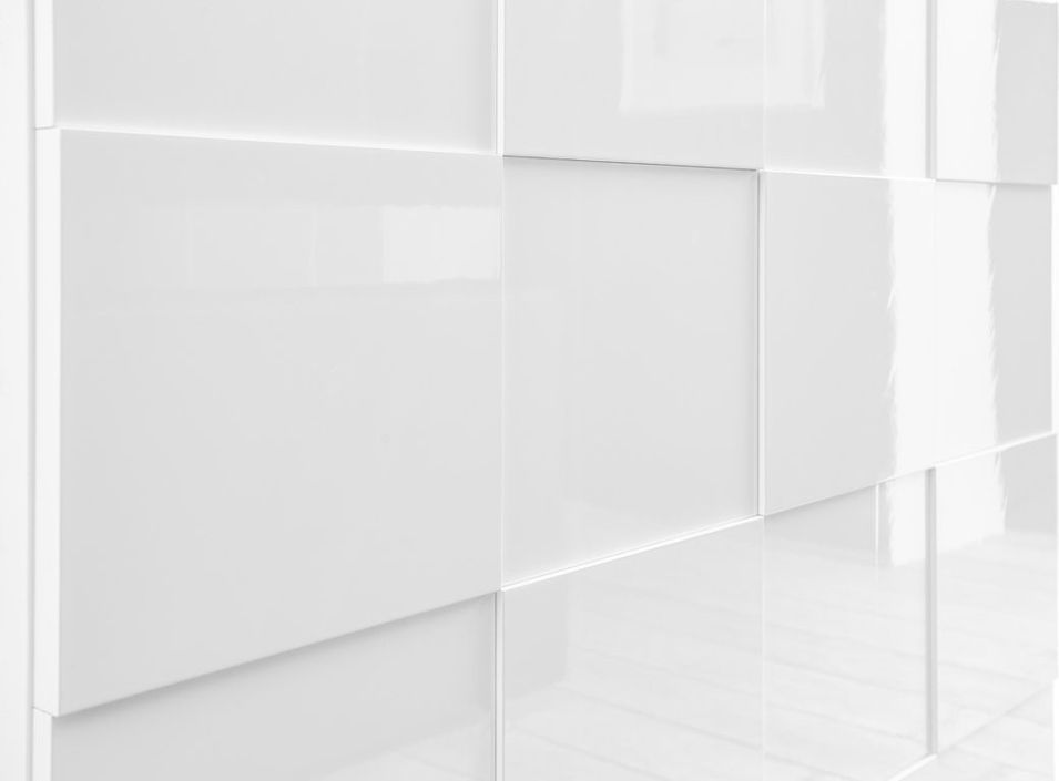 Buffet 2 portes 2 tiroirs bois laqué blanc brillant Namob L 180 cm - Photo n°5