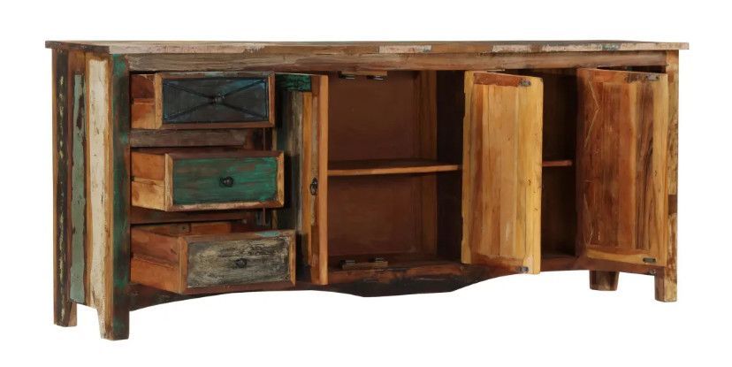 Buffet 3 portes 3 tiroirs bois massif recyclé Moust - Photo n°3