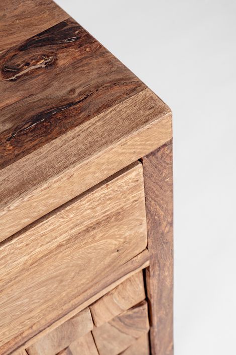 Buffet 3 portes 3 tiroirs en bois de sheesham naturel Kany 132 cm - Photo n°8