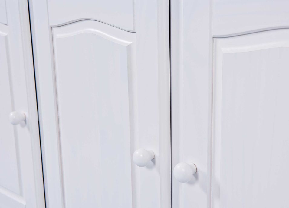 Buffet 3 portes 3 tiroirs pin massif vernis blanc Brito 130 cm - Photo n°8