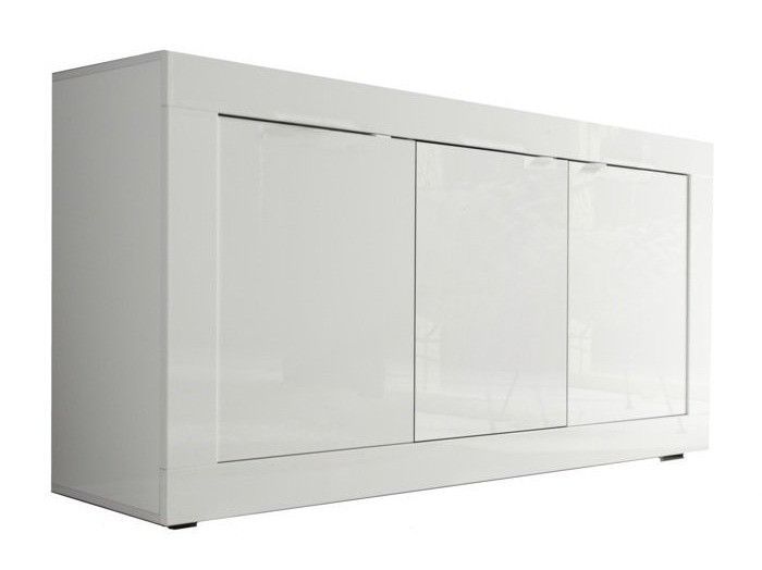 Buffet 3 portes bois laqué blanc brillant Assic L 160 cm - Photo n°1