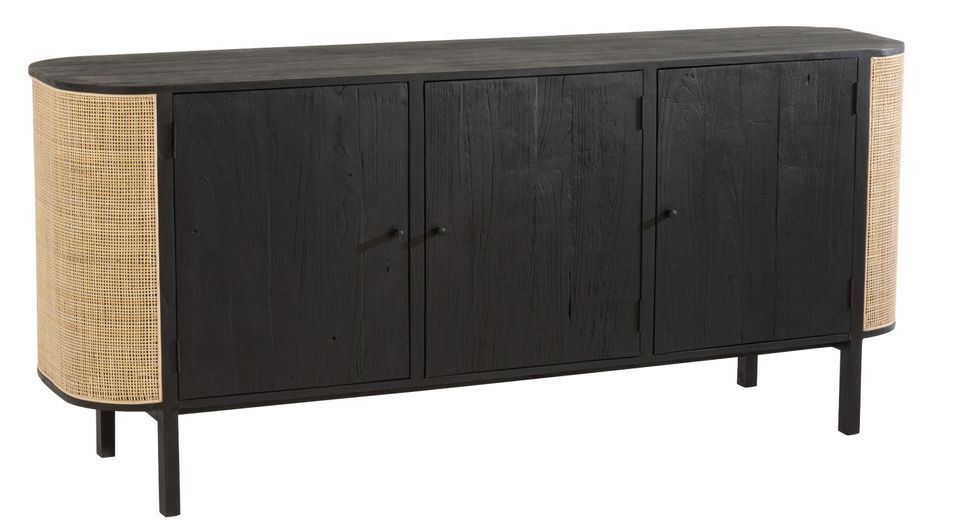 Buffet 3 portes bois noir Emilie L 180 cm - Photo n°1