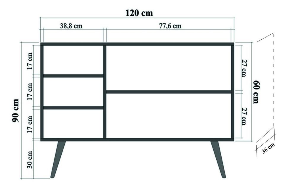 Buffet 3 portes en bois clair Kiza 720 - Photo n°4