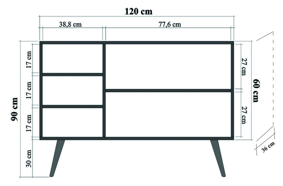 Buffet 3 portes en bois clair Kiza 728 - Photo n°4