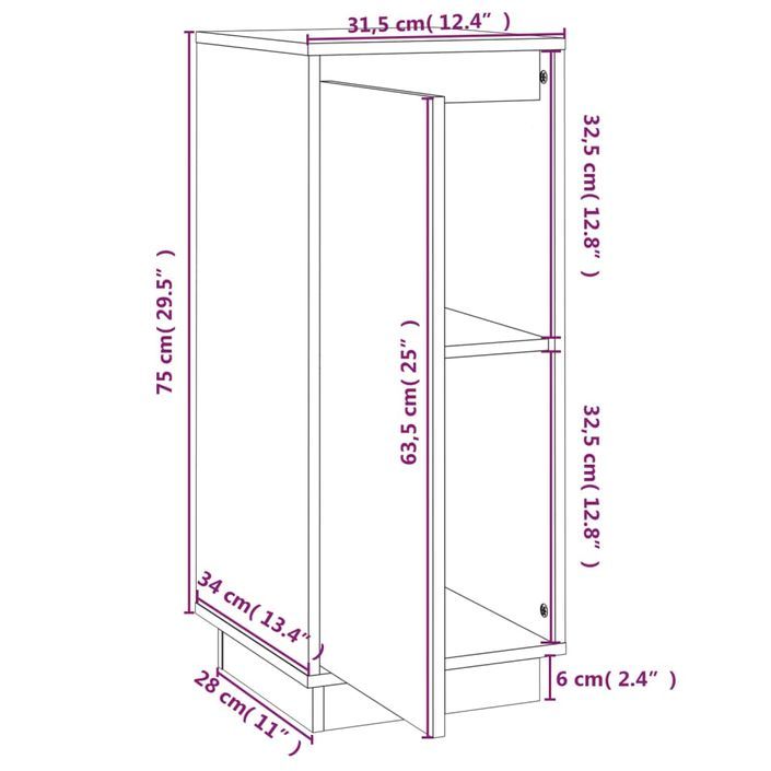 Buffet 31,5x34x75 cm Bois massif de pin - Photo n°9