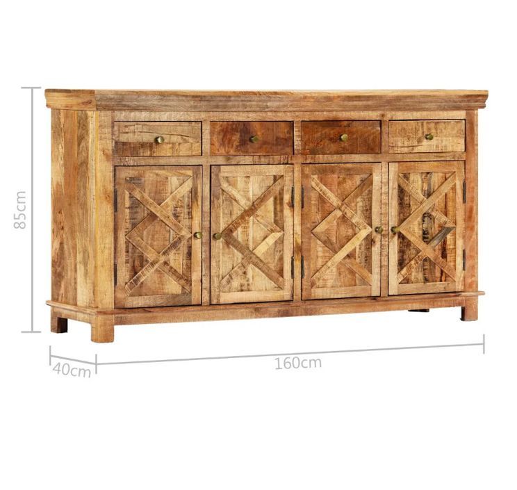 Buffet 4 portes 4 tiroirs bois de manguier 160 cm – Modèle Bolivia - Photo n°10