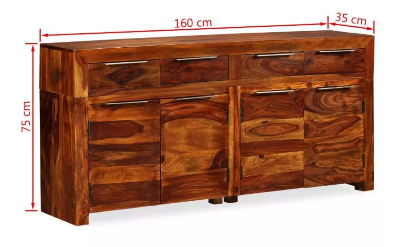 Buffet 4 portes 4 tiroirs bois massif sesham Tropika 160 cm - Photo n°7