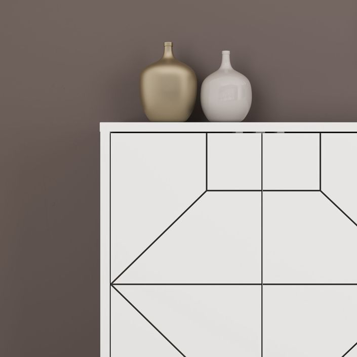 Buffet 4 portes bois blanc motif géométrique Kuzako 184 cm - Photo n°5
