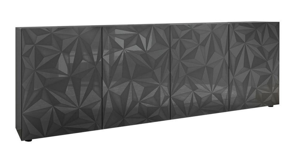 Buffet 4 portes bois laqué anthracite brillant Pagar L 241 cm - Photo n°1