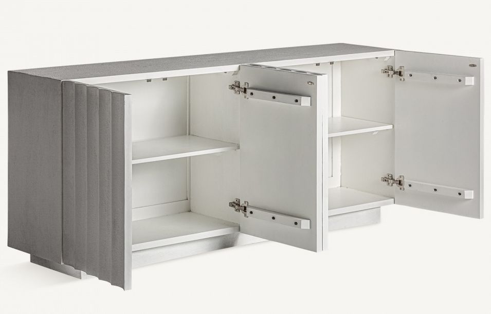 Buffet 4 portes ciment blanc Klikey 180 cm - Photo n°2