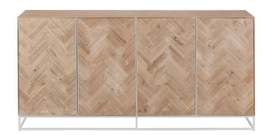 Buffet 4 portes zigzag bois naturel Zazou L 180 cm - Photo n°1