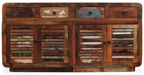 Buffet 4 tiroirs 4 portes bois massif recyclé Moust - Photo n°5