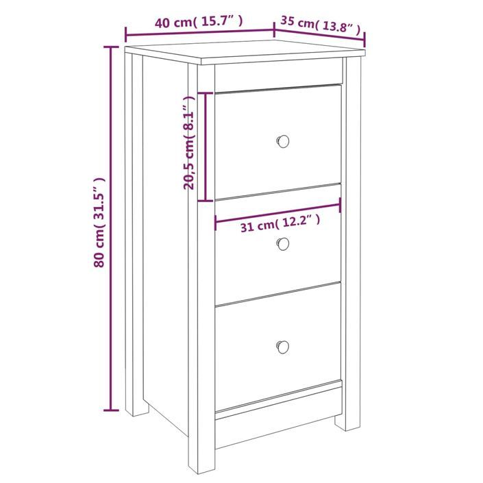 Buffet 40x35x80 cm Bois massif de pin - Photo n°9