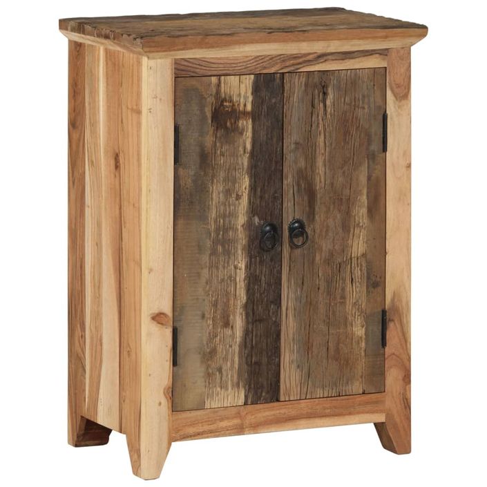 Buffet 55x33x75 cm bois massif d'acacia et bois de récupération - Photo n°12