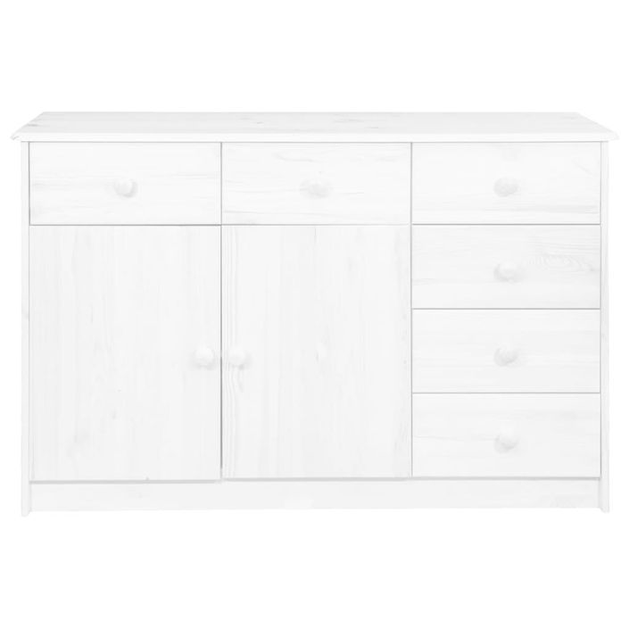 Buffet 6 tiroirs Blanc 113x35x73 cm Bois de pin massif - Photo n°2