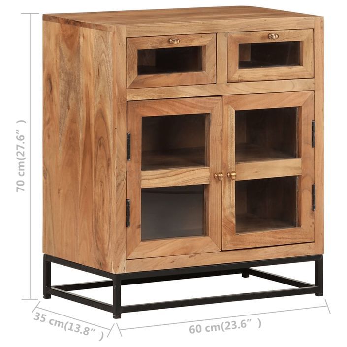 Buffet 60x35x70 cm Bois d'acacia massif 2 - Photo n°7