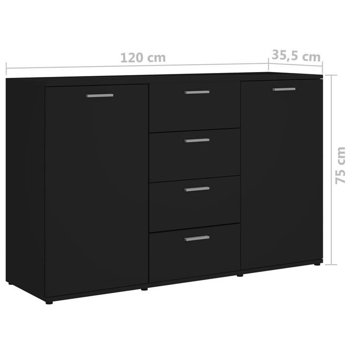 Buffet noir brillant 2 portes et 4 tiroirs Vendôme 120 cm - Photo n°7