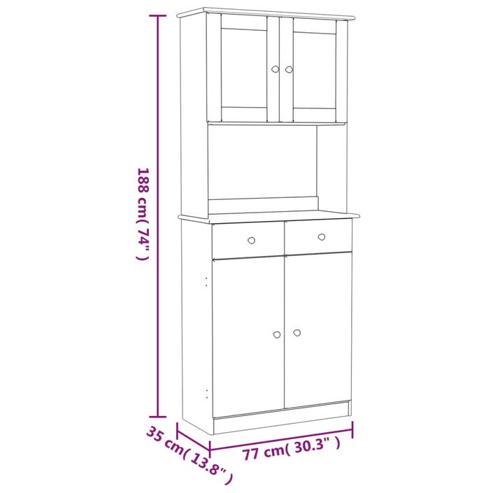 Buffet ALTA 77x35x188 cm bois massif de pin - Photo n°11