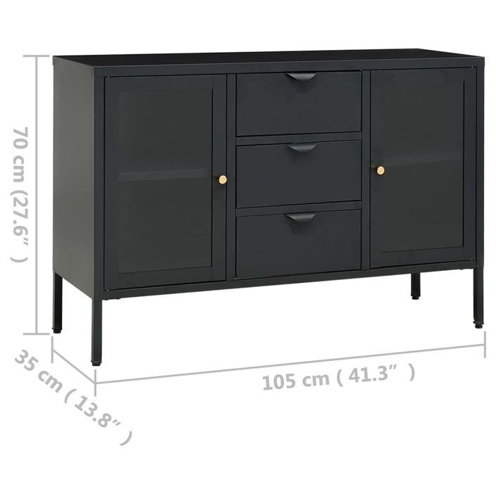 Buffet Anthracite 105x35x70 cm Acier et verre trempé - Photo n°11