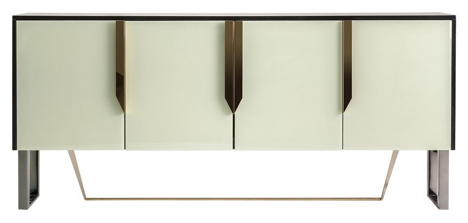 Buffet art déco 4 portes bois noir et cristal blanc Norea - Photo n°3