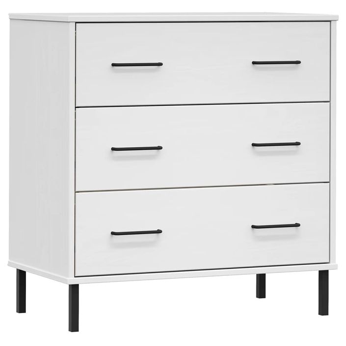 Buffet avec 3 tiroirs Blanc 77x40x79,5 cm Bois massif OSLO - Photo n°1