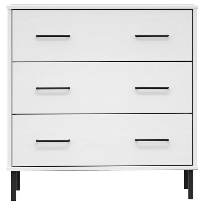 Buffet avec 3 tiroirs Blanc 77x40x79,5 cm Bois massif OSLO - Photo n°4