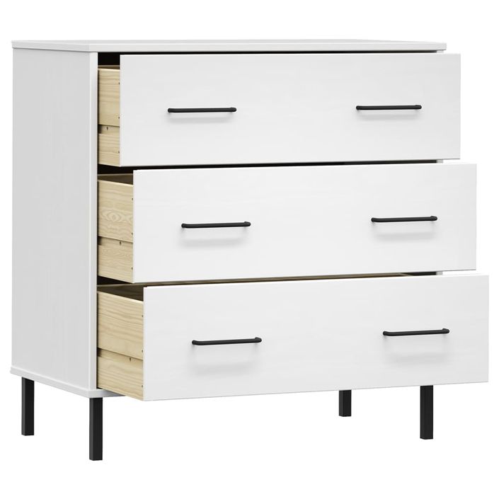 Buffet avec 3 tiroirs Blanc 77x40x79,5 cm Bois massif OSLO - Photo n°5