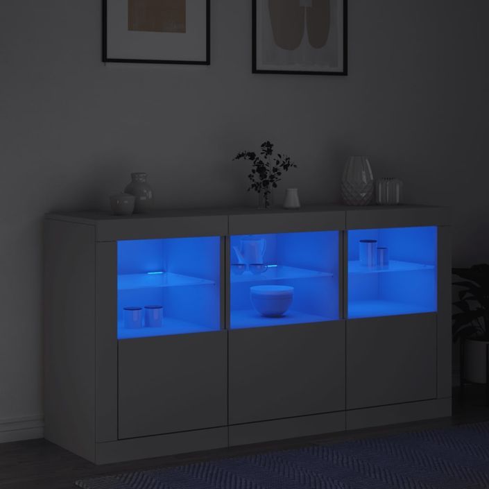 Buffet avec lumières LED blanc 123x37x67 cm - Photo n°4