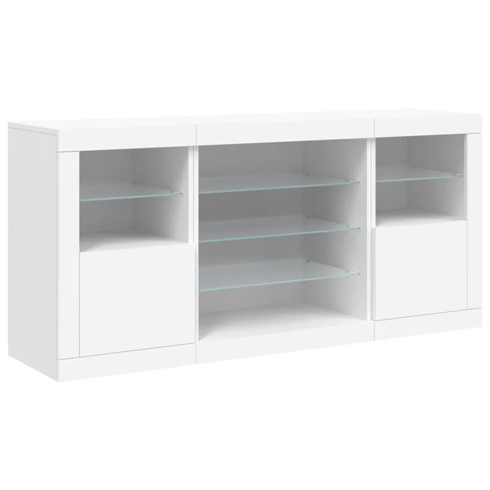 Buffet avec lumières LED blanc 142,5x37x67 cm - Photo n°5