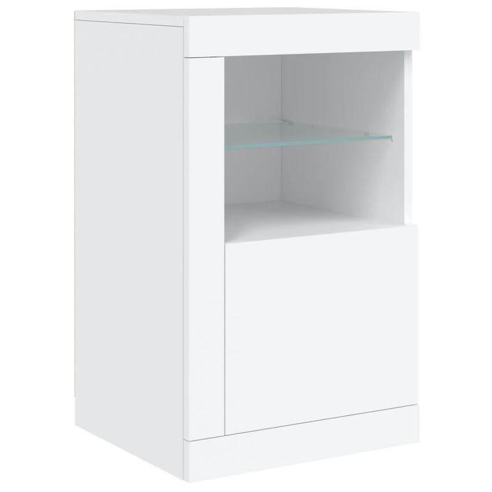 Buffet avec lumières LED blanc 142,5x37x67 cm - Photo n°9