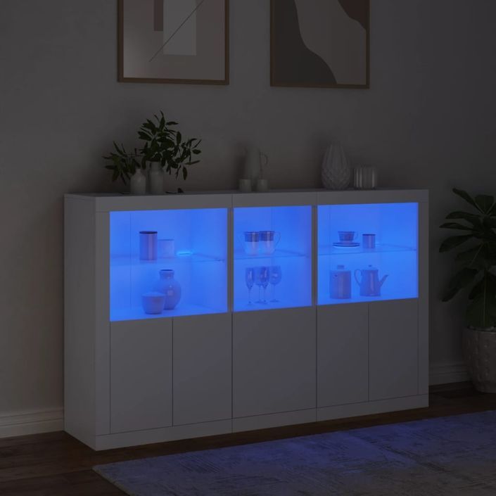 Buffet avec lumières LED blanc 162x37x100 cm - Photo n°5