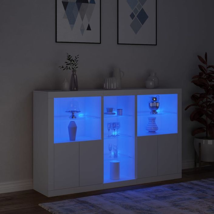 Buffet avec lumières LED blanc 162x37x100 cm - Photo n°5