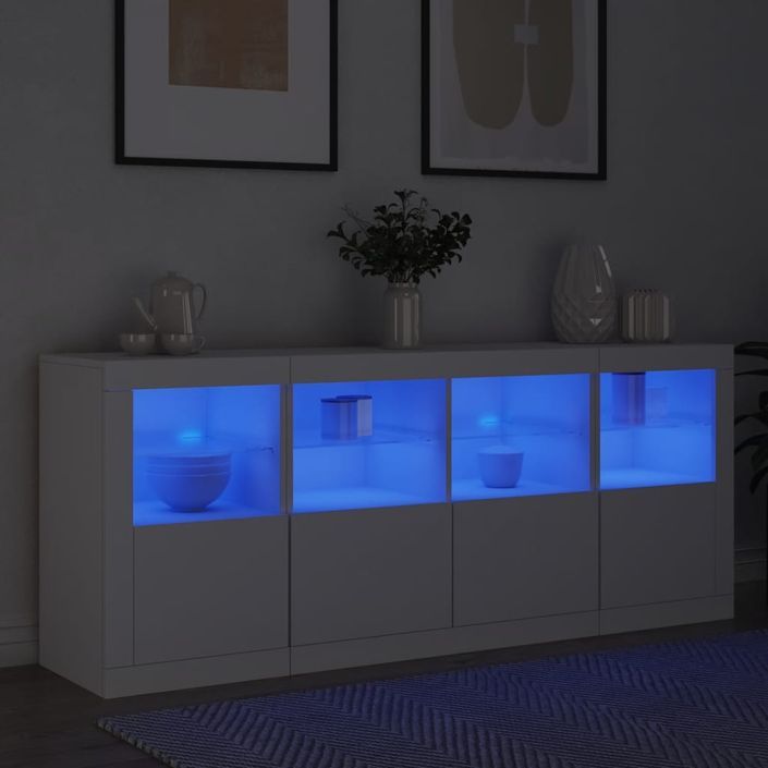 Buffet avec lumières LED blanc 163x37x67 cm - Photo n°4