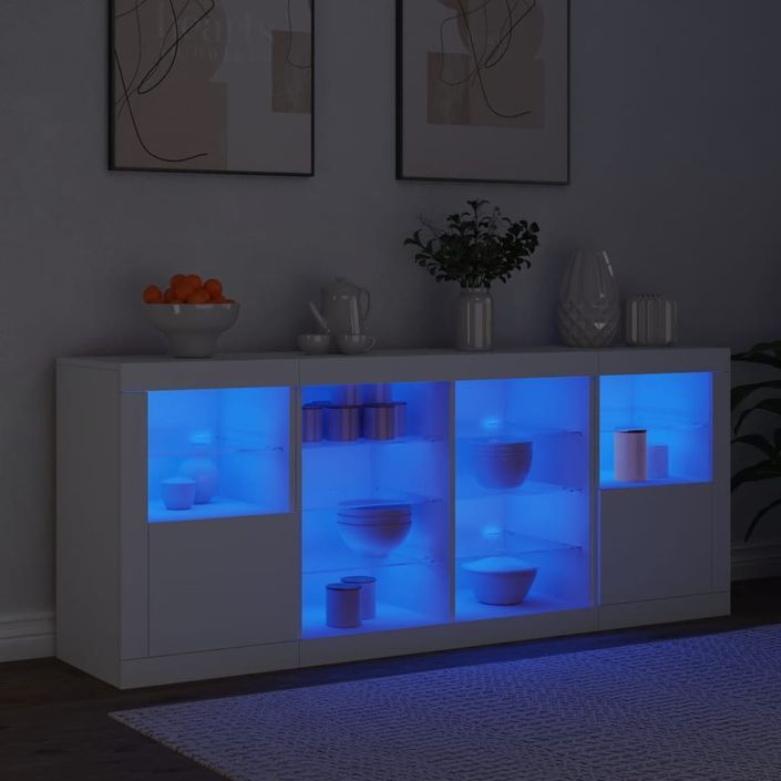 Buffet avec lumières LED blanc 163x37x67 cm - Photo n°4