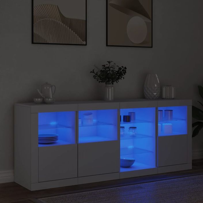 Buffet avec lumières LED blanc 164x37x67 cm - Photo n°4