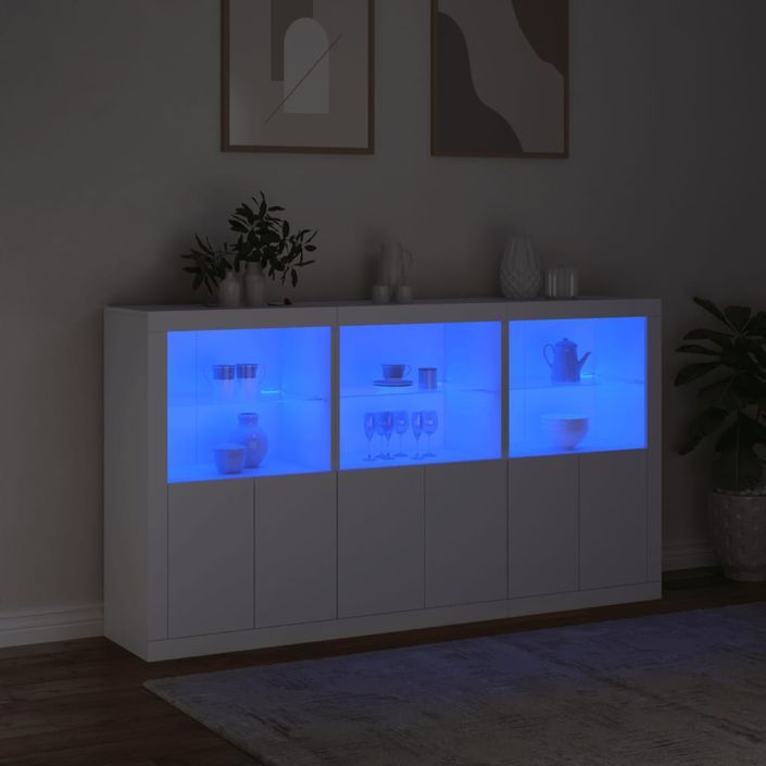 Buffet avec lumières LED blanc 181,5x37x100 cm - Photo n°5