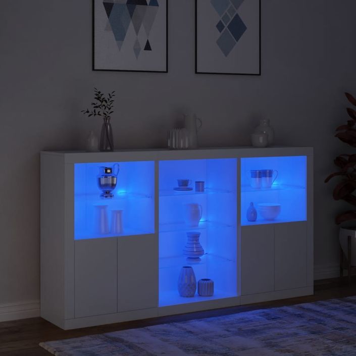 Buffet avec lumières LED blanc 181,5x37x100 cm - Photo n°5