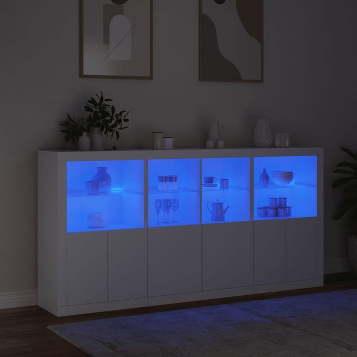 Buffet avec lumières LED blanc 202x37x100 cm - Photo n°5