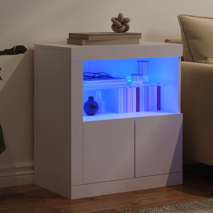 Buffet avec lumières LED blanc 60,5x37x67 cm - Photo n°4