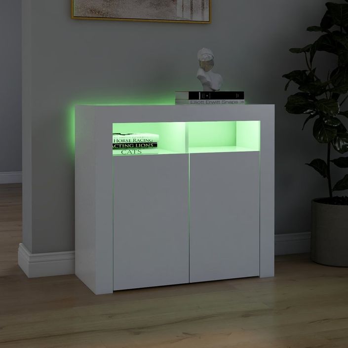 Buffet avec lumières LED Blanc 80x35x75 cm - Photo n°4