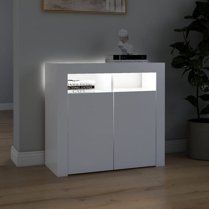 Buffet avec lumières LED Blanc 80x35x75 cm - Photo n°5