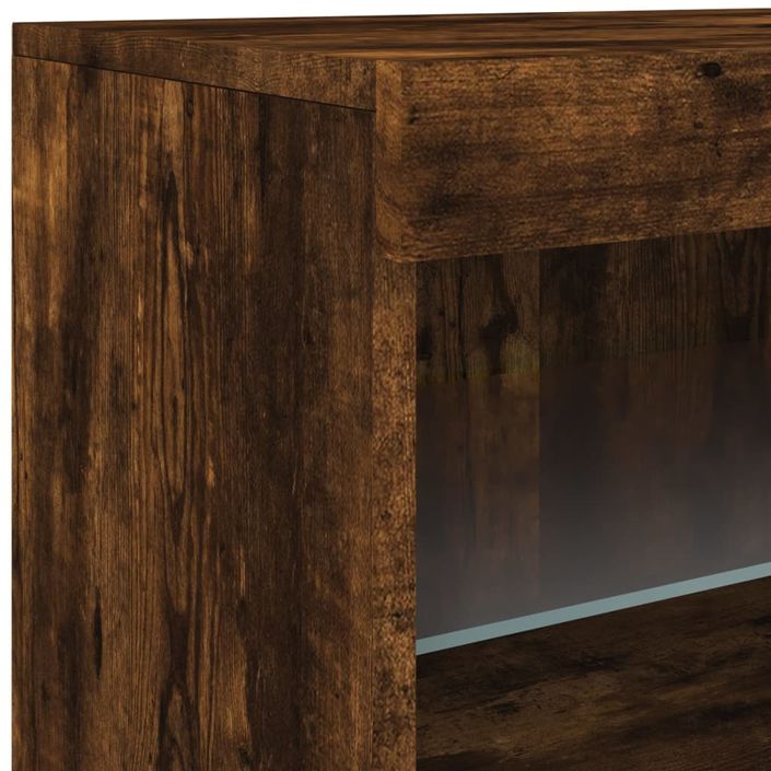 Buffet avec lumières LED chêne fumé 60x37x67 cm - Photo n°10