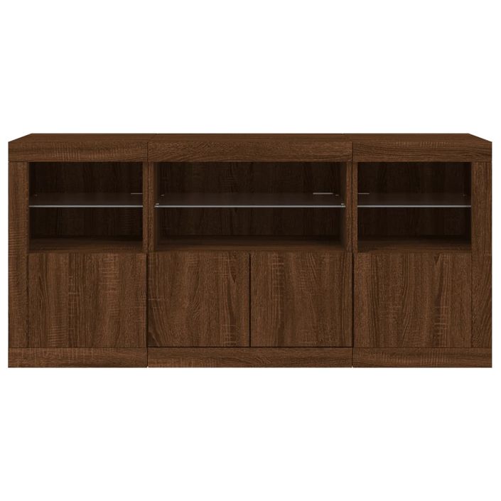 Buffet avec lumières LED chêne marron 142,5x37x67 cm - Photo n°6